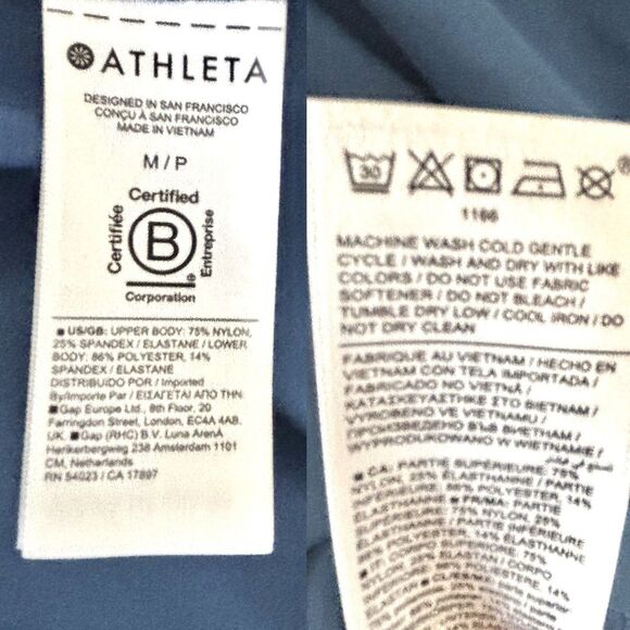 Athleta Women’s M/P Elation V-Neck Hybrid Midi Dress in Blue Built In Bra - Picture 13 of 13